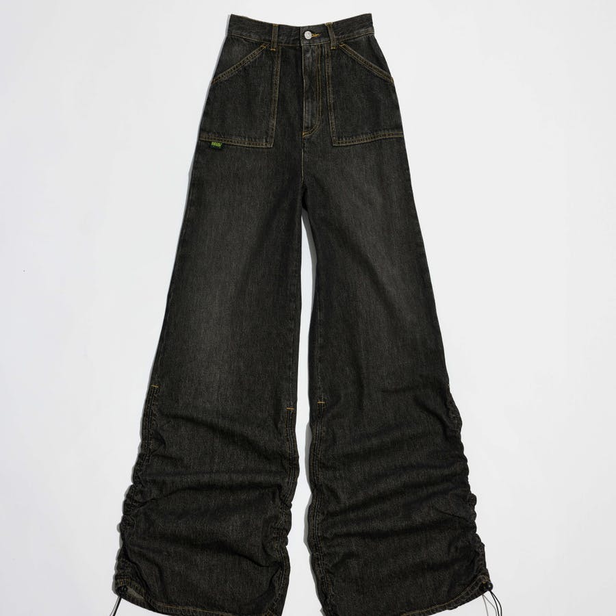 Flared drawstring jeans